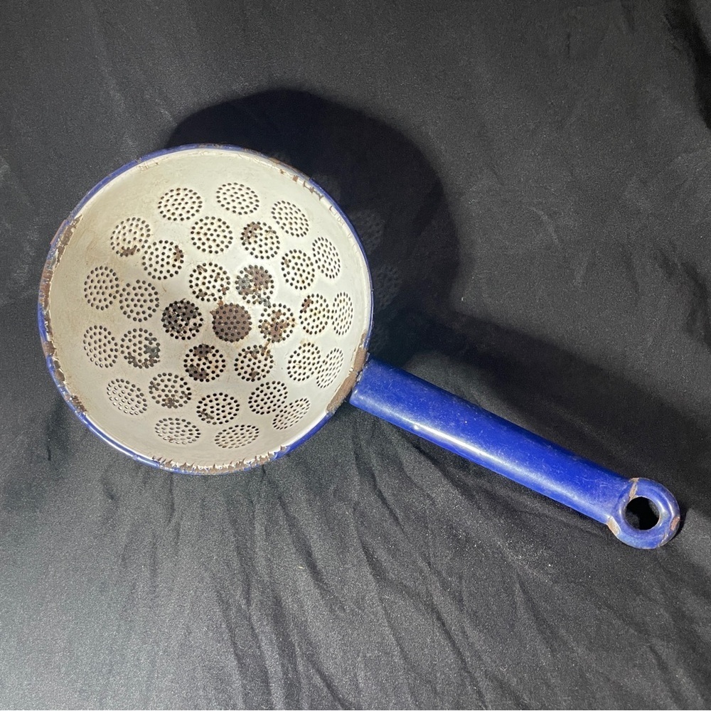 Vintage Blue Metal Strainer